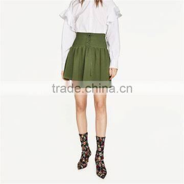 2017 OEM Spring Pleated Young Mini Oasis Skirts With Cords photo-2