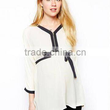 Maternity Zip Front Colour Block Shirt maternity clothing wholesale