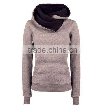 Women's 100% Cotton Turndown Collar Contrast Color Slim Fit Hoody photo-3