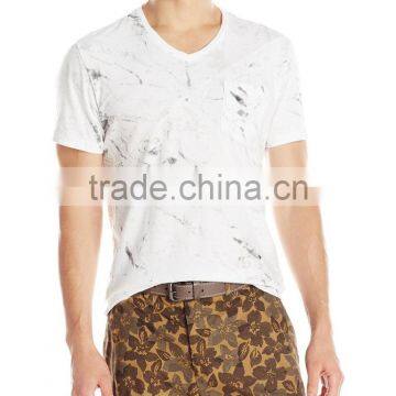 Hot Sale Silkscreen Digital Full Print Short Sleeve V- Neck Marble t Shirt Wholesale photo-2