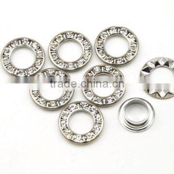 3 Colors 17mm Round Metal Brass Rhinestone Eyelets Crystal Diamond Grommets Glass Eyelets RE-17mm-001 photo-2