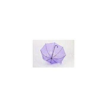 Purple Dome Clear PVC Umbrella J Shape For Event / Plastic Handle