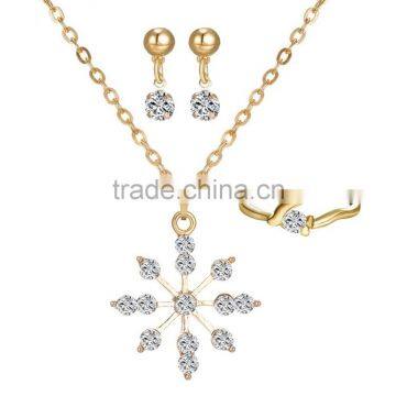 Snow Shaped Bride Wedding Jewelry Set Crystal Women Necklace Bracelet Earrings