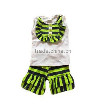 Toddler girls outfits sleeveless bibs white color t-shirts match stripe shorts newborn outfits 2017 children outfits