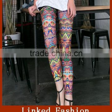 2015 lady newest print flower jegging leggings jeans