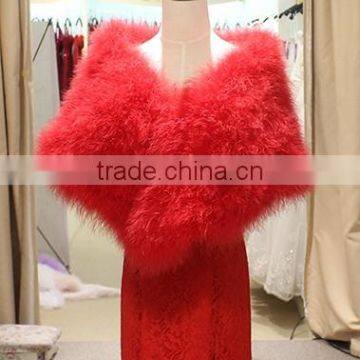 YR724 OEM Factory Real Turkey Feather Shawl Cheap Fur Shawl