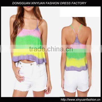 Tie dye brazil tank top, wholesale rainbow tank top women