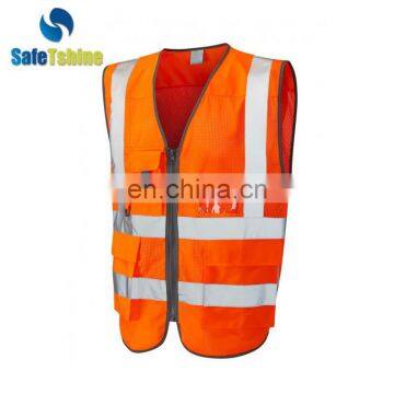2016 New China Supplier Orange Safety Vests With Pockets