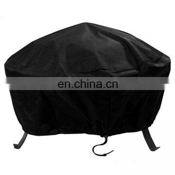 Heavy-Duty Weather-Resistant Round Fire Pit Cover with Drawstring and Toggle Closure