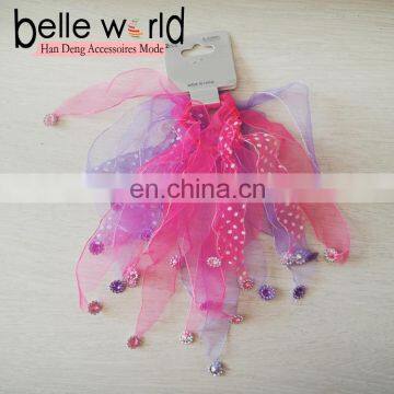 High quality Fashion Lovely Flower Polka Dot Lace Hair Elastics For Girls