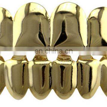 Popular Smooth Gold Plated HipHop Teeth Grillz Bottom & Top A Set