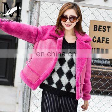 2016 Fashionable Women Genuine Sheep Fleece Jacket photo-4