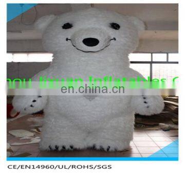 Inflatable Airblown Long Plush Polar Bear Static for Christmas Decoration