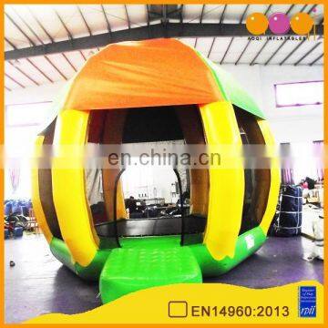 Inflatable trampoline with protection net