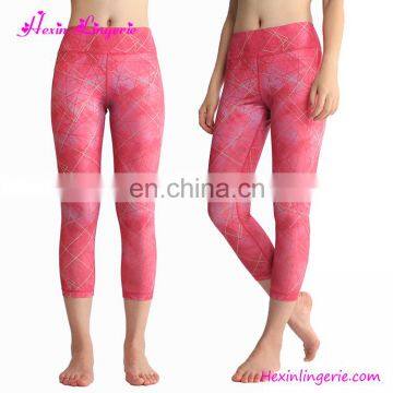 Wholesale Custom Service Capri Yoga Pants Red Printed Sport Leggings Factory