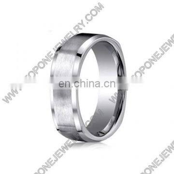 Polished brushed finish square titanium ring for men