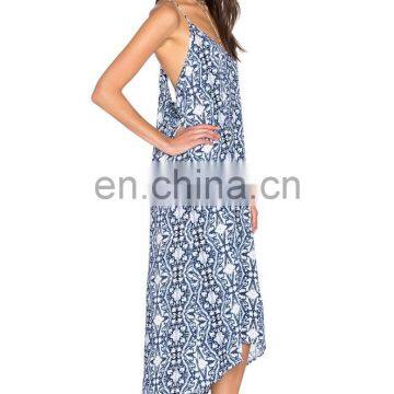 Custom Made Sublimation Print Fashion Women Silk Long Beach Dress 2017 photo-2