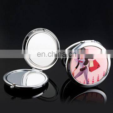 Custom design epoxy logo travel compact mirror for lady gifts