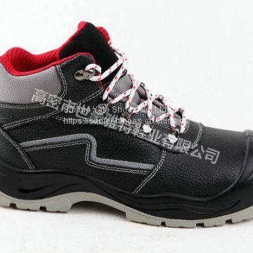 PU injection high cut genuine leather safety boots safety shoes with steel toe