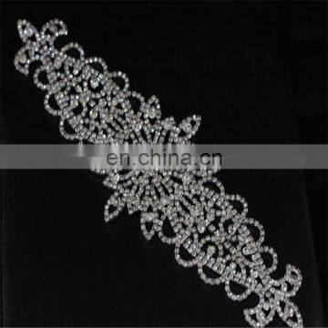 Popular silver bridal sash pearl diamond rhinestone appliques for wedding dress