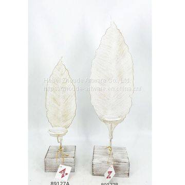 Fashion Metal Hollow Leaf Shape Candle Holder for Home Decoration photo-3
