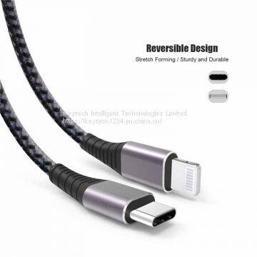 KAL020 023 PD 3A Fast Charger Cable Lightning to Type C Nylon Braided Data Cable for Iphone 8 X Xr