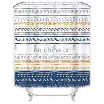 I@home China Modern Custom Made Designer Bathroom Waterproof Stripe Boho Shower Curtain Hotel