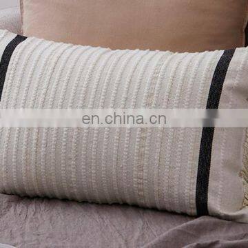 Custom home decor products cheap black throw pillow case cover woven cushion cover with tassels