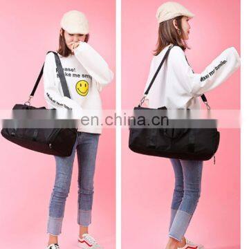 Black Women Travel Bag Large Wet Dry Storage Bag With Shoe Compartment