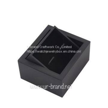 High Quality Black Clamshell Rotating Cufflinks Box Packaging Gift Box photo-4
