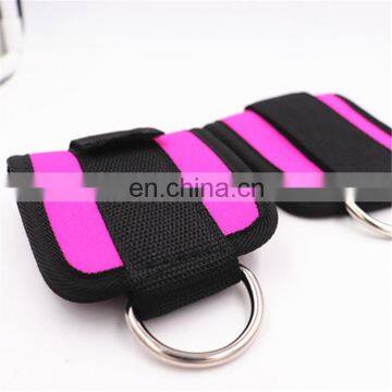 Weightlifting Gym Workout Fitness Double D Ring Neoprene Padded Ankle Cuff Fitness Ankle Straps for Cable Machines photo-6