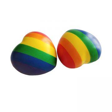 Hot Sale High Quality PU Foam Anti Stress Toys Rainbow Heart Shape Anti Stress Ball