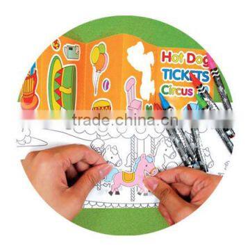 DIY Kids Toy Gift Busy Street Crayon Sticker Colouring Kit Drawing Set photo-2