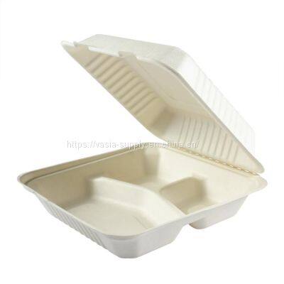 Biodegradable large clamshell containers food containers packaging box compartment sugarcane bagasse