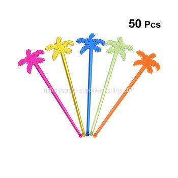 Stir Sticks Plastic Coconut Tree Swizzle Sticks Drink Stirrers Cocktail Sticks for Wine Juice Cocktail Coffee