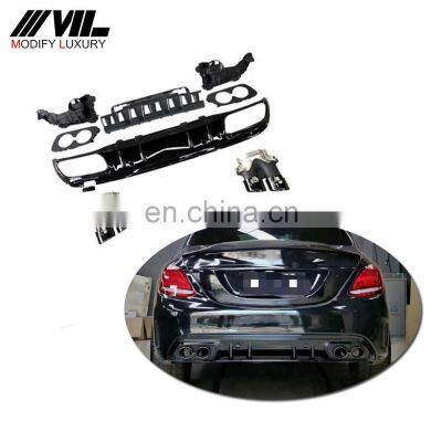 Rear Bumper Diffuser Lip with Exhaust Tips for Mercedes-Benz C-Class W205 C43 Coupe & Sedan 2019 silver exhaust