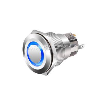 J&V 22MM Metal Flat Head Self-locking Button Switch