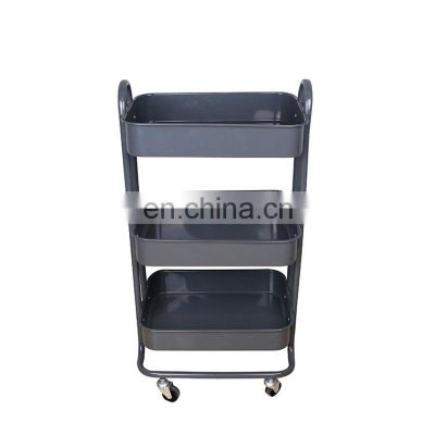 K&B wholesale multifunction iron detachable 3 tier storage trolley cart with wheels