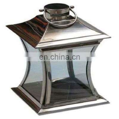 curvy shape metal & glass lantern