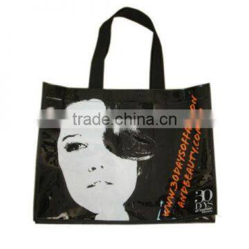 Factory Black plastic shopping bag beach bag tote towl bag handle bag with logo