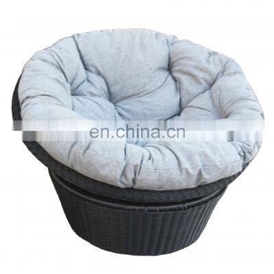 Hot Sale All Weather Wicker Outdoor Aluminum  Black- color Papasan Swivel Chair with Cushion