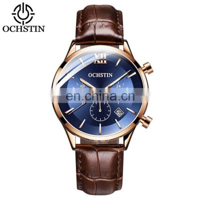 OCHSTIN 6129A Mens guangdong watches in wristwatches quartz movt leather water resistant wrist watch