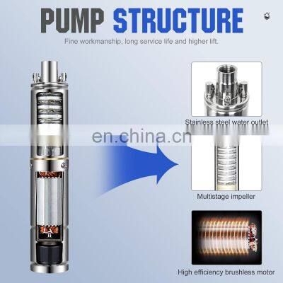 DC Solar Water Pump System Price 1HP 1.5HP 2HP Borehole Submersible Solar Powered Water Pump 3 Inch Brushless photo-3