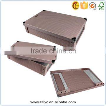 Multipurpose foldable paper storage box with metal corner