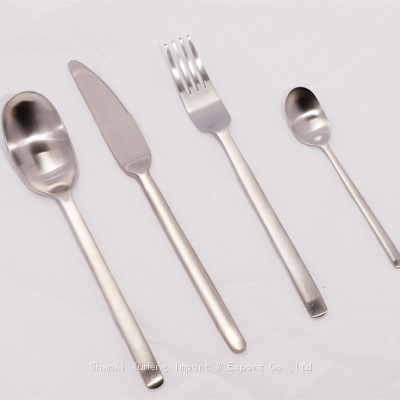 Modern Wedding Flatware Kitchen Knife Spoon Fork Stainless Steel Silver Matte Silverware Cutlery Set