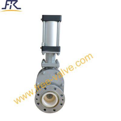 DN100 PN10 Pneumatic Full Ceramic Lined Double Disc Gate Valve photo-3