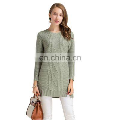 100% Knitted Cashmere Sweater Women Long Thick Crew Neck Casual Style Winter Anti-Wrinkle Anti-Shrink OEM Service Available