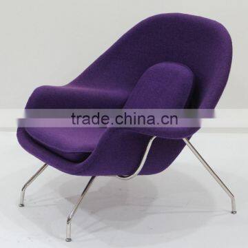 Replica Relaxing Fiberglass Materail Stainless Steel Frame Wool Fabric Womb Chair With Ottoman by Eero Saarinen photo-3