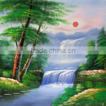 Artwork Impressionist Oil Painting on Canvas Blue River Handmade Home Decor photo-2