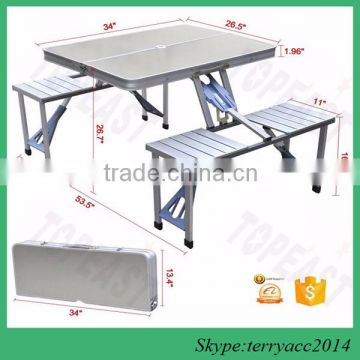 Sunny Portable Folding Outdoor Camp Suitcase Picnic Table w/ 4 Seats